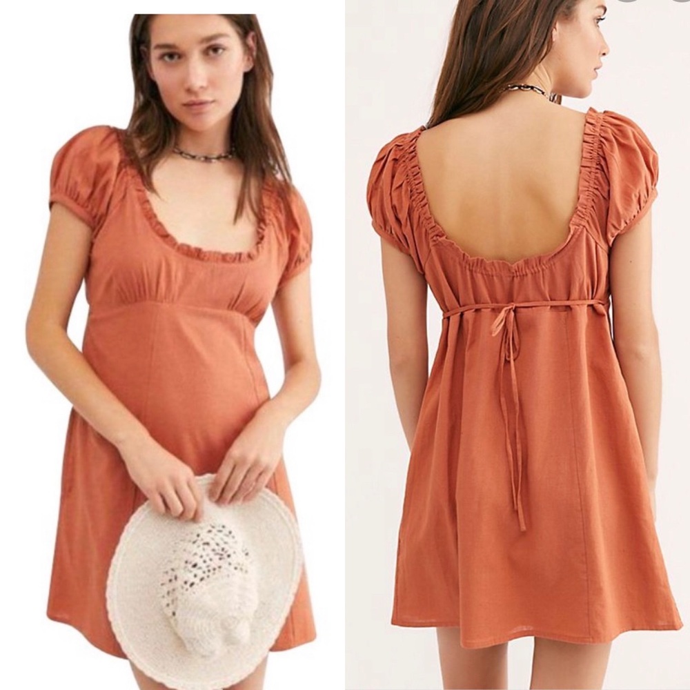 Free People Orange Soakin Up The Sun Casual Dress